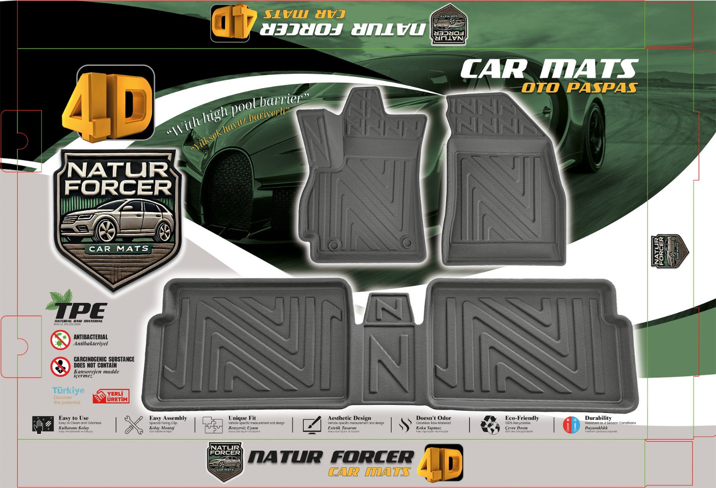 Winter Car Floor Mat | Perfect Fit | High Edge | 4D Design | Ford Focus Sedan